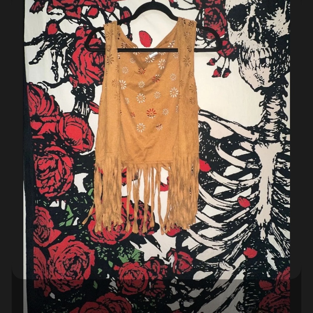 Fringed Flower Cutout Vest